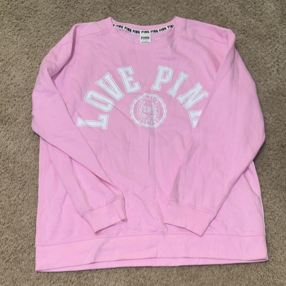 PINK Victoria's Secret Light Pink "Love PINK" Crewneck Sweatshirt